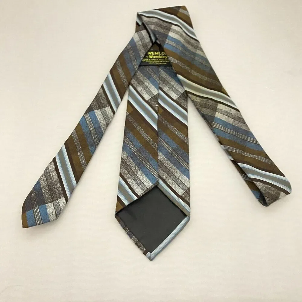 #5580 Wemlon by Wembley Multicolor Striped Mens Necktie, Tie 54x3.5